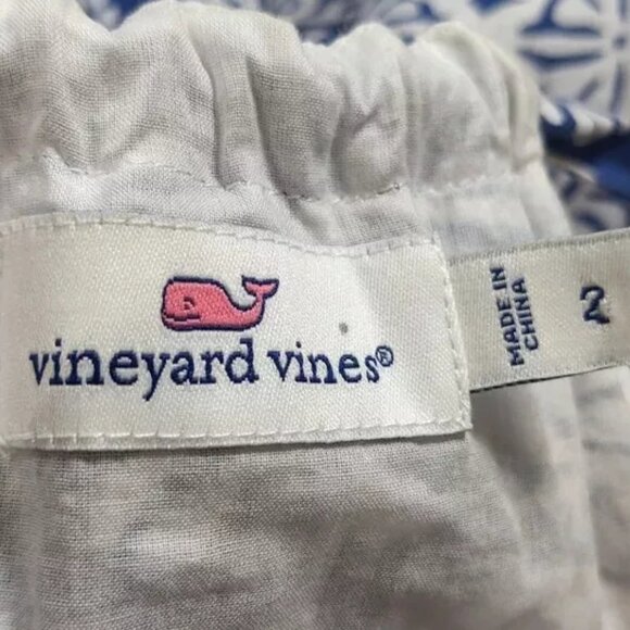 Vineyard Vines Mirrored Leaves Trapeze Halter dress in Moonlight Blue & White - Picture 10 of 11